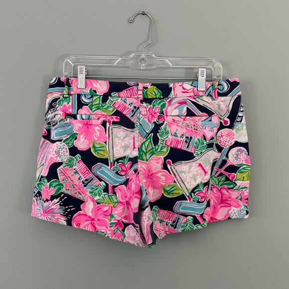Lilly Pulitzer Pink and Blue Floral and Golf Women's Shorts - Picture 3 of 4